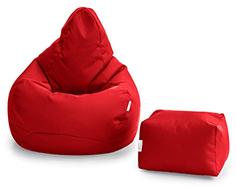 Loft 25 Gaming Sitzsack Outdoor | Gaming Sessel für den Innenbereich des Wohnzimmers im Freien | Wasserbeständig | Ergonomisches Design zur Körperunterstützung | Langlebig (Rot, Sitzsack Set)