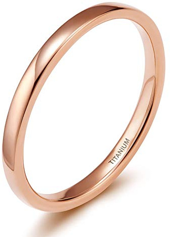 Zakk Bague fine en titane poli pour homme et femme Alliance Bague Mariage de fiançailles Promesse Anneaux 2mm/4mm/6mm/8mm/10mm (Or Rose 2mm,60 (19.1))