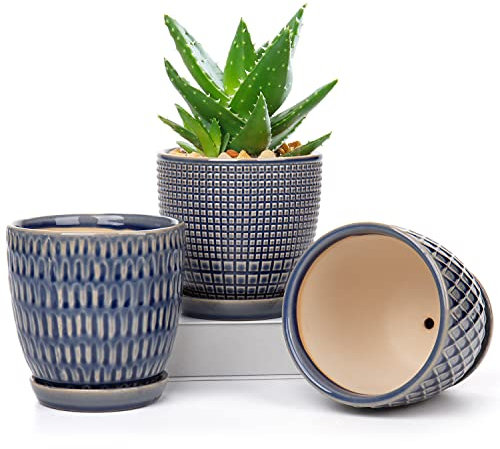 Oairse Juego de 3 macetas Decorativas, macetas de Interior para Plantas suculentas y Serpientes orquídeas, para la decoración del alféizar de la Ventana del hogar, macetas Exterior diámetro 11,2cm