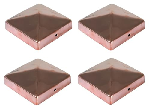 4x Rame Copripalo Piramide 91x91mm Cappuccio Recinzione Decorativo Palo Recinto IN Legno Berretto