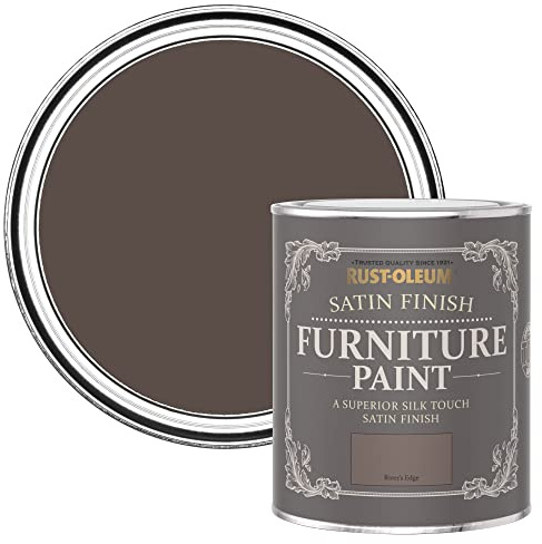 Rust-Oleum braun Möbelfarbe mit Seidenglanz-Finish, geruchsarm und wasserbasiert für Innenholz - Flussufer 750ML