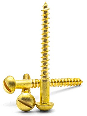 Hippo Hardware M2 (2mm X 10mm) Solid Brass Slotted Round Head Doomed Wood Screws [No.2 X 3/8] (Pack of 20)