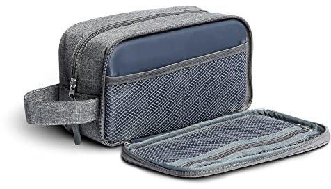 Obics Kulturbeutel Damen & Herren Grau 3L klein - Kosmetiktasche zum Aufhängen mit 10 Innen-Fächer für Reise, Camping & Handtasche - Kosmetik-Tasche & Waschtasche - Beauty Case Organizer für unterwegs