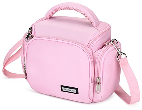 BAIGIO Kameraväska för DSLR SLR, kamerafodral vattentät, cross-body-väska, axelväska med justerbar axelrem kompatibel med Canon, Sony, Nikon, Panasonic med mera, Rosa, Kompakt kameraväskor