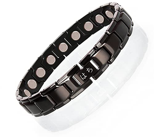 HAQI Bracelet magnétique pour homme et femme en argent, 3500 Gauss Bracelet à aimants puissants comme cadeau pour femme (21.5cm, Noir)