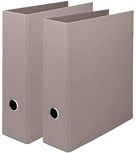 Rössler - S.O.H.O. Ordner DIN A4 breit 2 Stück 32 x 28,5 x 8,5 cm Taupe | Aktenordner mit Hebelmechanik und Griffloch für Dokumente, Unterlagen und Büroorganisation