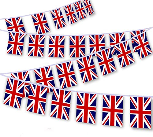 MacLand 30 corde con bandiera britannica, 9,1 m, bandierine inglesi inglesi, decorazione per esterni, interni, patio, cortile