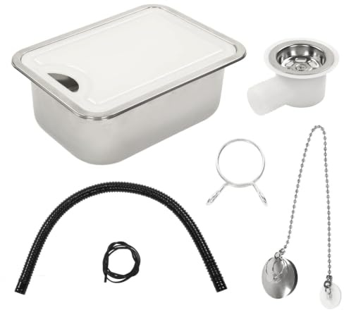 Yosoo RV Handfat Handfat Diskbänk, RV Handfat 304 Klassad Rostfritt Stål Kök Handtvätt Handfat Diskbänk Kit med Akryl Skärbräda