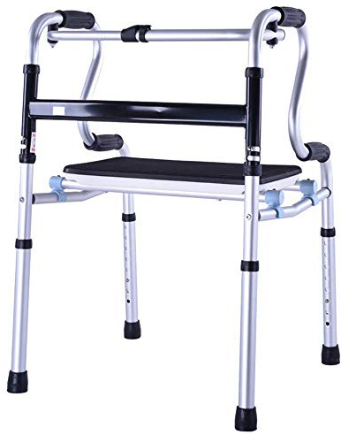 Deambulatore Anziano Deambulatore Senza Ruote Deambulatore con Piastra di Seduta Bastone da Passeggio a Quattro Zampe Bastone da Passeggio Antiscivolo con