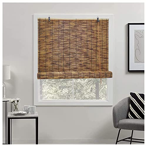 CcacHe Retro Bambusrollo Aussenbereich Wetterfest, Bambus Rollo Jalousine Outdoor, Lichtdurchlässig Schilf Vorhang Sichtschutz Raffrollo Holzrollos Sonnenschutz Für Fenster Türen, Breite: 40-160cm