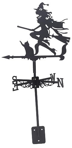 YARNOW Girouette de Sorcière Indicateur de Direction du Vent Artistique Décoration Halloween Extérieure pour Abris de Jardin et Toits de Ferme