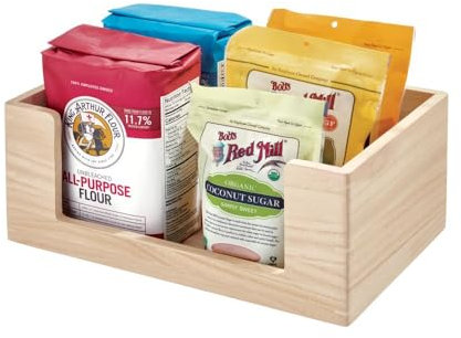 iDesign The Home Edit by iDesign Open Front Paulownia Holz Mehrzweck-Aufbewahrungsbehälter, Natur