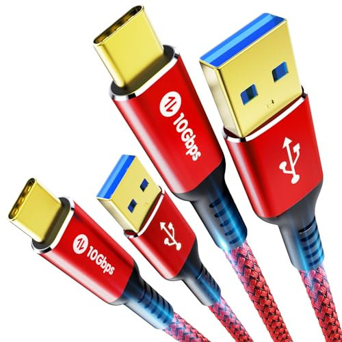 Fannoday USB C Kabel, [2Stück 1M] USB auf C Kabel 10Gbps Nylon Geflochtenes Schnellladekabel Typ C Ladekabel für iPhone 16/15 Serie für Galaxy S24/S23 Android Auto usw-Rot