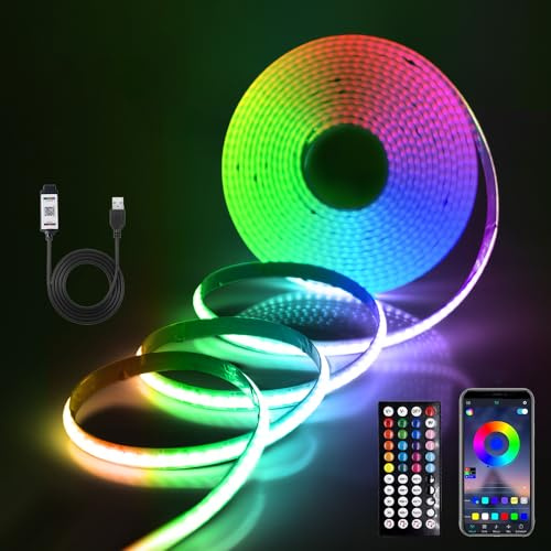 HEGEHE 12V COB Neon LED Streifen, 320LEDs/m Superhell Hohe Dichte Flex Selbstklebend LED Leiste Lichtband, Smart App Control, Musiksync, für Hausbeleuchtung Party DIY Deko (2M)
