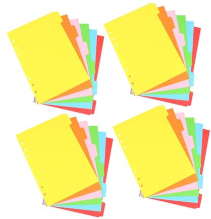 LALAFINA 24 Stück Haftnotizen A5 Farbige Trennblätter 6-farbig 6-loch Registerkarten Für Ordner Notizbuch Marker Selbstgemacht Schreibpapier