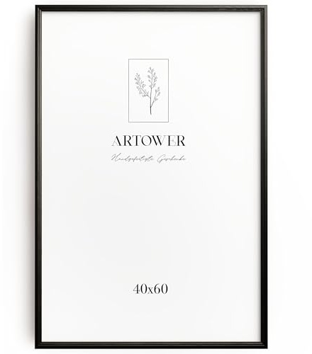 Artower® Bilderrahmen Vintage Schwarz Holz Rahmen für 40 x 60 cm | Posterrahmen Groß für Collage | Picture Frame Vintage Black Wood 40x60 cm | Retro Schmal Bilderrahmen | Schwarz Poster Rahmen