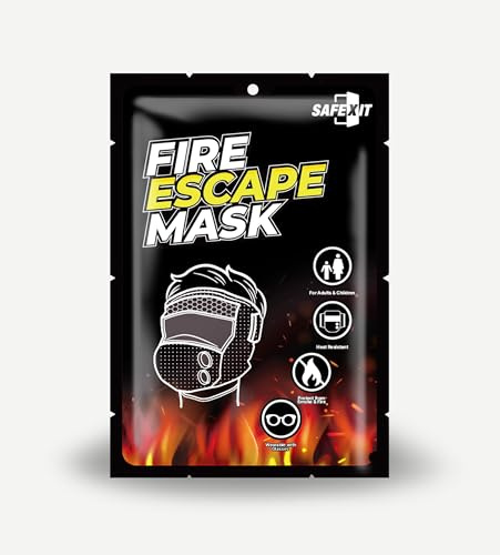 Emergency Fire Escape Smoke Face Cover Mask – Home Essentials For Survival Rescue Device Protection with Moisture Barrier, Heat-Resistant Goggles, & Calming Extracts (Use it in case of fire)