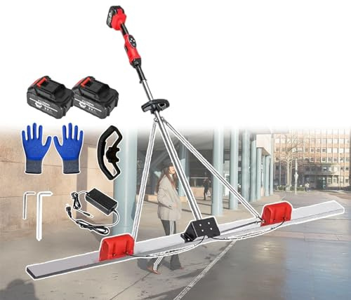 smafoseedding Outil vibrant de finition de ciment pour chape, chape vibrante électrique, avec 2 moteurs, 12 gants et 2 batteries, pour sols en béton/verseurs de dalle/allées, facile à nettoyer, 1,8 m