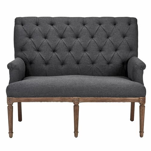 Loberon Sofa Ravierre, Chesterfield-Stil, Weicher Bezug, Verzierte Füße, Opulente Ausstrahlung, Sitzmöbel, Couch, Mangoholz, Polyester, grau/braun