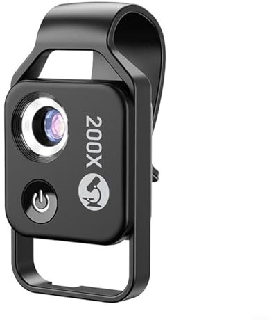 HOHOVYVY Handy Mikroskop,Mini Kamera,Tragbares Handy-Mikroskop 200X HD Identifikation Schmuck Vergrößerungslinse(Black)