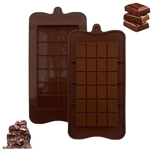 Vordpe 2 Stück Schokoladenform Silikon,6 Mulden Silikonform,Silikon Pralinenform, Schokoladentafel, für Schokolade, Süßigkeiten, Gelee, Eiswürfel