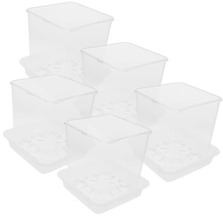 INOOMP 5piezas Jardinera Transparente para Orquídeas Macetas Pequeñas Acrílicas Transpirables con Bandejas