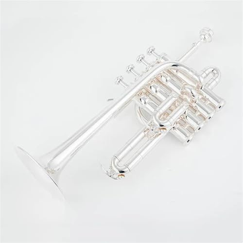 Trompeten Professionelle Hohe Trompete Bb Piccolo Trompete Messing Gold Silber Lack Oberfläche Trompete Monel Kolben(Silver)