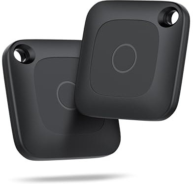 Hoxe Air Tracker, Key Finder Works with Find My App (iOS Only), Bluetooth Tracker Tag for Keys, Luggage, Suitcases and Pets, Loud Beep, Worldwide Tracking, Replaceable Battery, 2-Pack