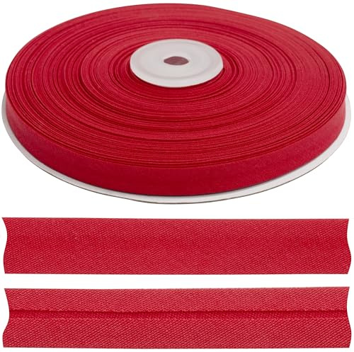 AERZETIX - C77404 - Rolle gefaltetes Schrägband zum Nähen 25 Meter x 10 mm - 20% Baumwolle und 80% Polyester - Farbe Rot