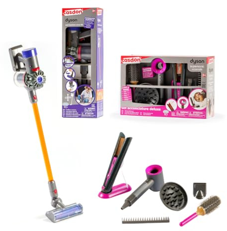 ODS Dyson Leksakssats, set med V8-dammsugare + Supersonic hårtork + löpande hårplatta, inklusive tillbehör, rekommenderad ålder + 3 år