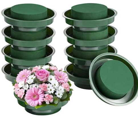 Smileshiney 10STK Steckschaum Rund Mit Schale,12 * 4 cm Steckschaum Für Blumen,Blumensteckschaum Rund,Rund Steckschaum Für Blumen Mit Schale,Steckmasse Rund Mit Schale,Rund Blumenschaum Mit Schüssel,