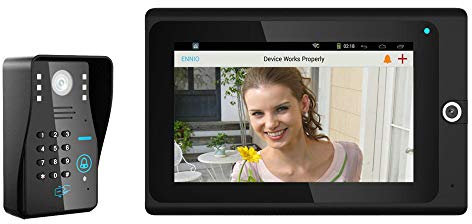 UQACHG Système d'interphone vidéo 7 Pouces, interphone vidéo sans Fil, caméra IP avec Mot de Passe RFID et WiFi, B，A