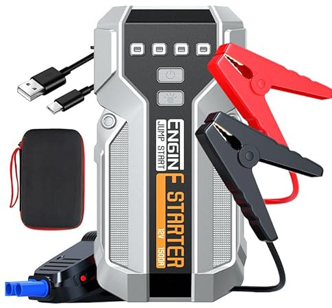 Starthilfe Powerbank 2000A 12V (3.5Lgal Benzin und 2.0gal Diesel) Tragbare Auto Starthilfe Powerbank mit verlängertem intelligenten Starthilfe Notfall-Starthilfe für Auto (schwarz)