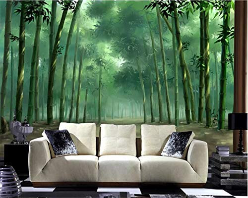 Fotomurales Bambú verde Pared 3D Papel Tapiz pintado tejido no tejido Decoración de Pared decorativos Murales moderna de Diseno Fotográfico 200cm×140cm (ancho x alto)