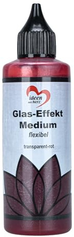 Ideen mit Herz Glas-Effekt-Medium, Wasserbasis, 12-24 Stunden Trocknungszeit, für Glaskunst-Optik (Transparent-rot)