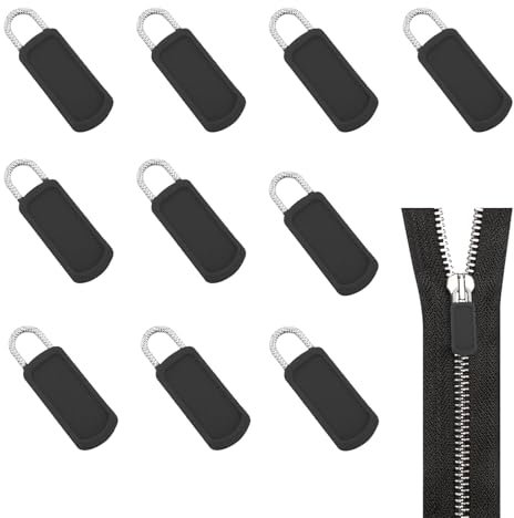 10 Stück Ersatz Reißverschluss Schieber,Abnehmbarer Reißverschluss,Kunststoff Reißverschluss Zuglasche,Reißverschluss Ersatzschieber Für Zipper Koffer Stiefel Jackenrucksäcke (Schwarz)