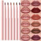 Lilbitty Set di 6 matite labbra retrattili per modellare le labbra, malva maroon rosso scuro arancio nudo cioccolato marrone prugna cremoso opaco vellutato pigmentato