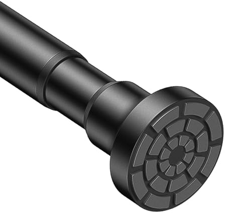 Tension Rod Extendable Shower Curtain Pole No Drill Adjustable Curtain Rod 75-135 cm Shower Curtain Rail Heavy Duty Spring Loaded Tension Pole for Curtains, Bathroom, Window, Door