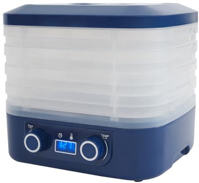 Essiccatore, disidratatore alimentare 160 W, 27 x 26,5 x 21,5 cm, disidratatore per frutta con 5 scomparti, disidratatore alimentare per casa, cucina, negozio di animali, soggiorno (blu)