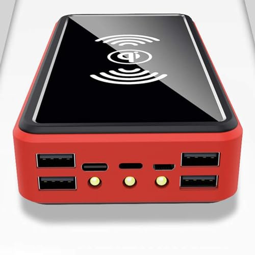 Batterie Externe, Chargeur Solaire 100 000 mAh, Portable, Compact, Haute Vitesse, Batterie de Secours Externe, Grande capacité, pour Smartphones et Consoles de Jeux (Rouge)
