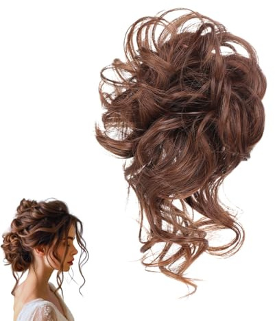 Extension Cheveux Élastique Femme avec Cheveux Naturels Bouclé Chignon Haut Messy Bun Extensions Cheveux pour Femmes et Filles