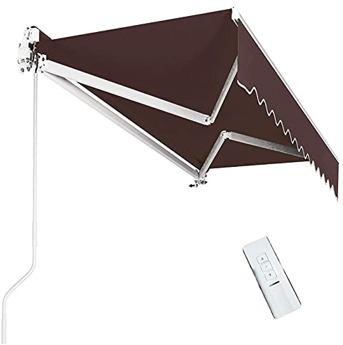Tenda da sole retrattile per esterni, 3 x 2 m, manuale ed elettrica, tenda parasole motorizzata, impermeabile, resistente ai raggi UV, in poliestere, per balcone, regolabile con manovella