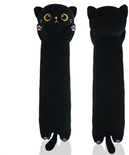 ZOMAXTOY Langer Schwarzer Katzen Kuschelkissen, Weiches Stofftier Körperkissen, Große Katzen Plüschkissen Plüschtier, Geburtstagsgeschenk für Jungen und Mädchen(60cm/23.62inch)
