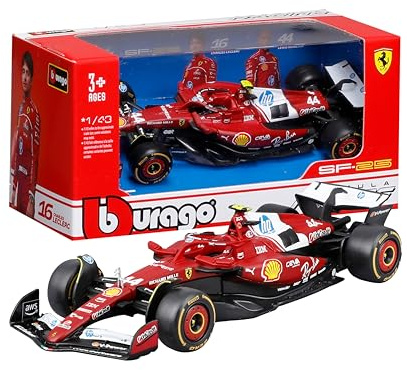 Bburago – Ferrari SF-25 F1 2025#44 Hamilton, Diecast-Modellauto 1:43, detailgetreue Miniatur des Formel-1-Fahrzeugs, offiziell lizenziert, empfohlenes Alter 3+ Jahre