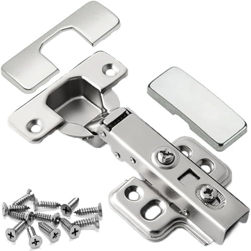 DSL Soft Close Cabinet Hinges, Full Overlay Cupboard Hinges (Pack of 4) | Includes Matching Screws for Quick and Easy Installation | Ideal for Kitchen Cabinets, Wardrobes and Bathroom Cupboards