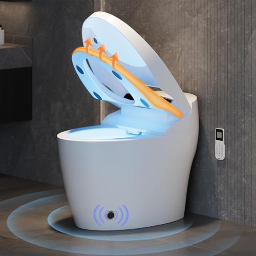 Homary Tankless Smart Toilet with Built-in Bidet, Full-Automatic Open/Close Lid Heated Seat Elongated Japanese Toilet, Auto Flush, LED Display, Foot Sensor, Horizontal Outlet - J021123823