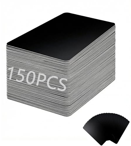 150 Pièces Cartes de Visite Vierges en Aluminium, Noir Mat Carte Visite, Paquet Métal Business, 86 x 54 x 0.21 mm, Compatibles avec L'impression jet D'encre et Laser