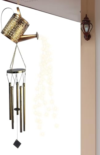 Arrosoir Solaire avec Effet Cascade de Lumières | Décorations Rétro en Fer avec Carillon | Ornements de Jardin Solaires pour Extérieur | pour Jardin Terrasse Allée Pelouse Noël Maison