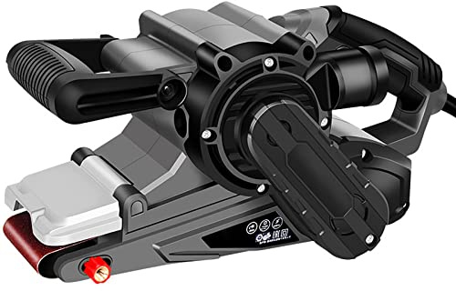 Levigatrice a nastro, levigatrice manuale ad alta velocità da 1200 W con sacchetto sottovuoto, regolazione della velocità variabile a 6 velocità per derusting e lucidatura di superfici in legno e