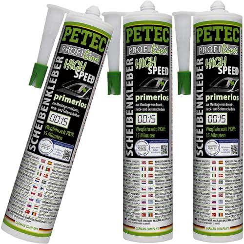 BandelOne enthält 3x 290ml PETEC Scheibenkleber Kartusche Scheiben-Kleber Frontscheibe Primerlos